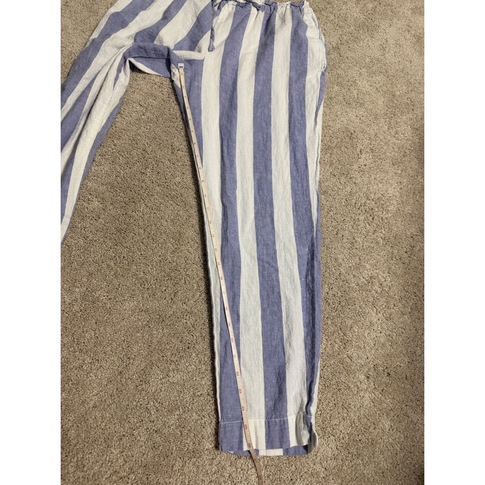 Blue and White Striped Cropped Pants Size L - Picture 3 of 5